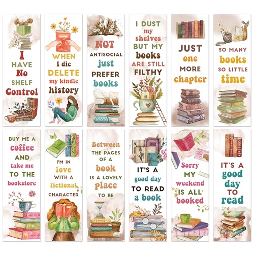 Haooryx Book Lovers Bookmarks - 120Pcs Watercolor Paper Bookmark Humor