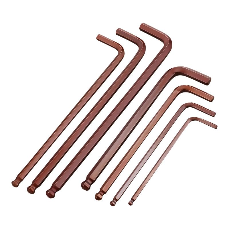 9-teiliges Inbusschlüssel Set 1,5-10 mm aus S2 Stahl, Kugelkopf Inbusschlüssel Satz, Lange L-Form Winkelschlüssel für Fahrrad, Werkstatt, Möbelmontage und Heimwerker(9pcs Matte d)
