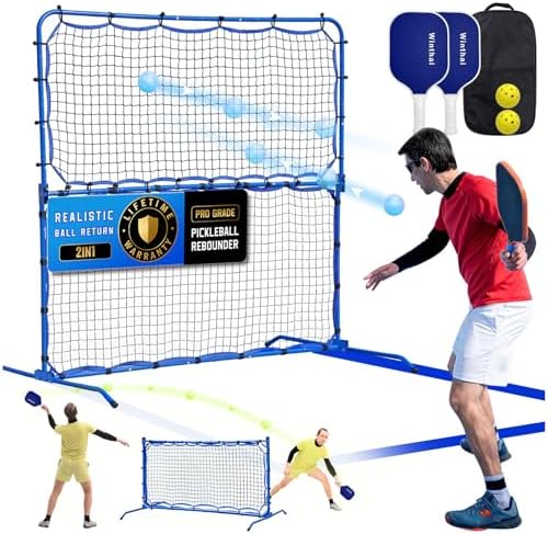 Pickleball Practice Rebounder Net for Dink Volley Solo Training Equipment, 7.9FT or 6FT 2in1 Mini Pickleball Net Portable Trainer for Outdoor Driveway Backyard Indoor Garage, Easy Setup & Storage