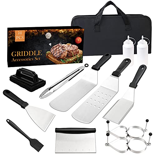 Blackstone Griddle Accessories, Blackstone Accessories Set of 15, Blackstone Grill Accessories Flat Top Grill Accessories Set with Griddle Spatula, Outdoor BBQ Tools Kit, Great for Camping and Cooking