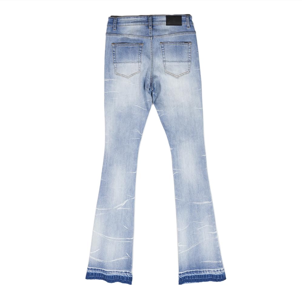 Men's Mid-Thigh Straight-Cut Denim Pants, Tie-Dyed Flared Long Pants, Casual Slim-fit Distressed Men's Jeans2