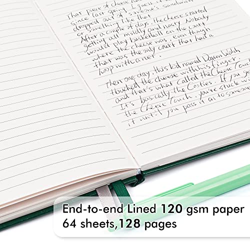 Feela 3 Pack Notebooks Journals Bulk With 3 Black Pens, A5 Hardcover Notebook Classic Ruled Lined Journal Set With Pen Holder For Work Business Journaling Note Taking, 120 Gsm, 5.1”X8.3”, Dark Green #TOP2