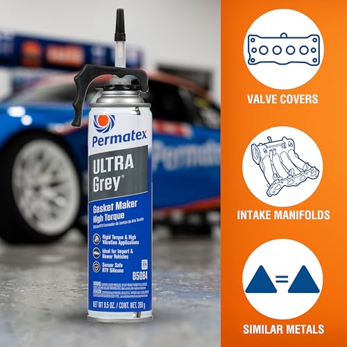 Image of Permatex 85084 Ultra Grey Rigid High-Torque RTV Silicone Gasket Maker, 9.5 oz. PowerBead Can