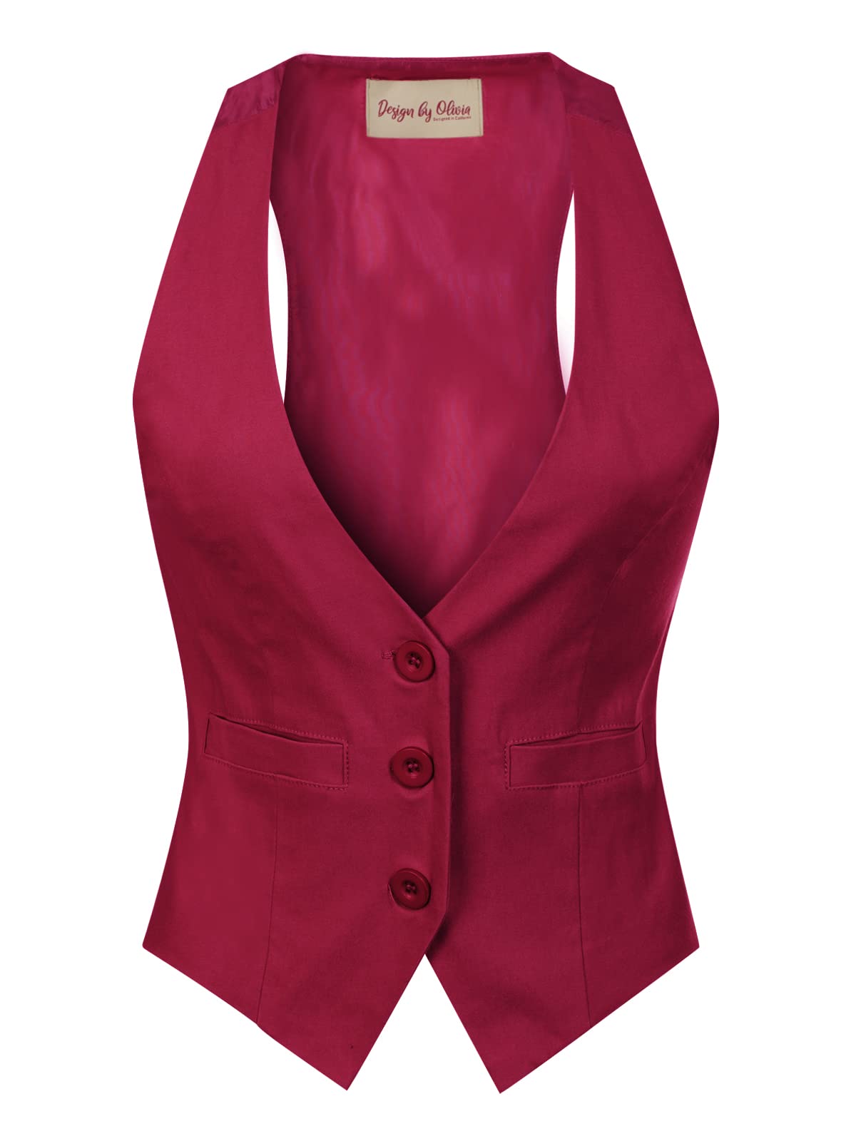Design by Olivia Womens Dressy Casual Versatile Racerback Vest Three Button Tuxedo Suit Waistcoat