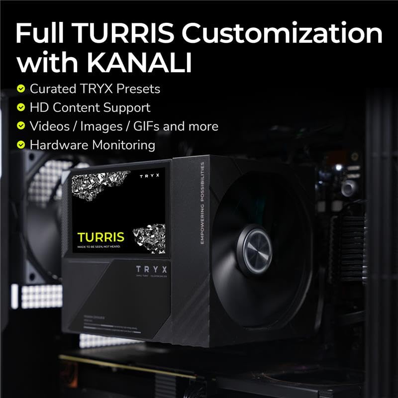 Image of TRYX TURRIS 620 CPU Air Cooler 5.0 inch IPS Customizable Screen 280w TDP Dual Tower CPU Cooler Reflow Soldering with Display Powered by KANALI Rail-Mounted ROTA Fans for Intel LGA1851 /1700 & AMD AM5