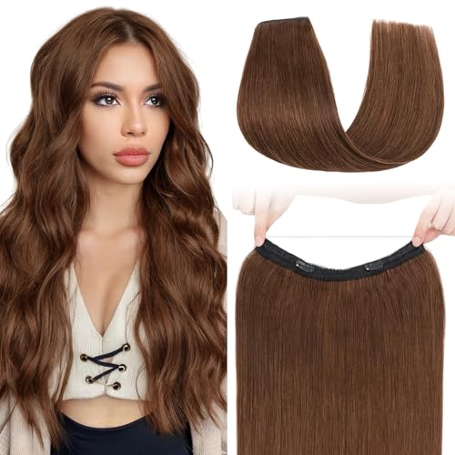 S-noilite Wire In Real Remy Human Hair Extensions w. Clip 16" Medium Brown