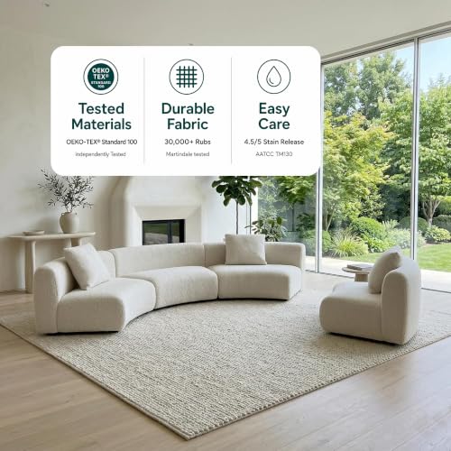 Image of Acanva Formia Boucle Curved Sectional Sofa, Armless Chair, White
