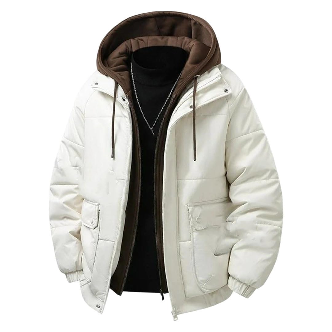 Manteau d'hiver homme à capuche matelassé veste urbaine noire