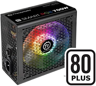 Thermaltake Smart RGB 80+ White 700W, Power Supply UK spec, 5 YEARS WARRANTY, Black