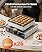 VEVOR Mini Pancake Maker, 25PCS 43mm Diameter Dutch Muffin Waffle Baker, Non-stick Stainless Steel Poffertjes Grill, Commercial Electric Dorayaki Machine, Temp & Time Control, Home Kitchen Restaurant