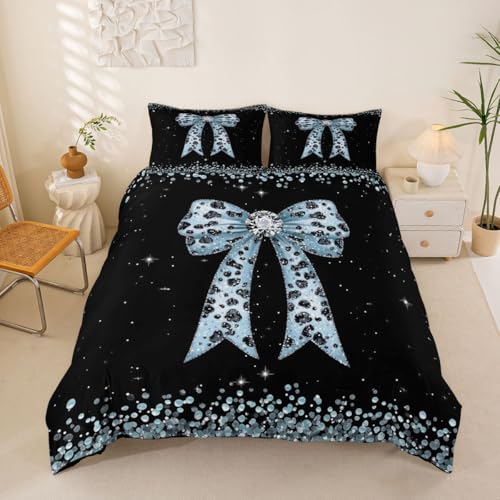 Housse de couette microfibre bleu de qualité supérieure au motif imprimé noeud papillon