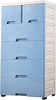 Vista 5 de Plastic Drawers Dresser 6 Drawers Drawer Units Vertical Stackable Vertical Clothes Storage Tower Small Closet Organizer Shelf Lockable Storage