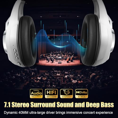 Image of Ordtop 2.4GHz Wireless Gaming Headsets for PS5 /PS4 /Switch, 2026 RGB Noise Cancelling Over-Ear Headphones with 7.1 Surround Sound, 40mm Drivers, 276g Ultraligero, Memory Foam, 45H Gaming Headphones