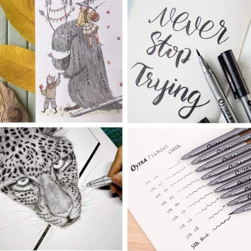 Image of Oytra Black Fineliners Fine Tip Mandala Art Pens Waterproof Pigment Drawing Pen for Sketching Doodling Calligraphy & Technical Art Smooth Flow Ink Outliner Artist (6)