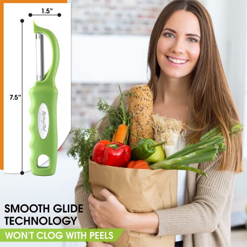 Image of Spring Chef Swivel Vegetable Peeler with Soft Grip Handle, Set of 2, Green