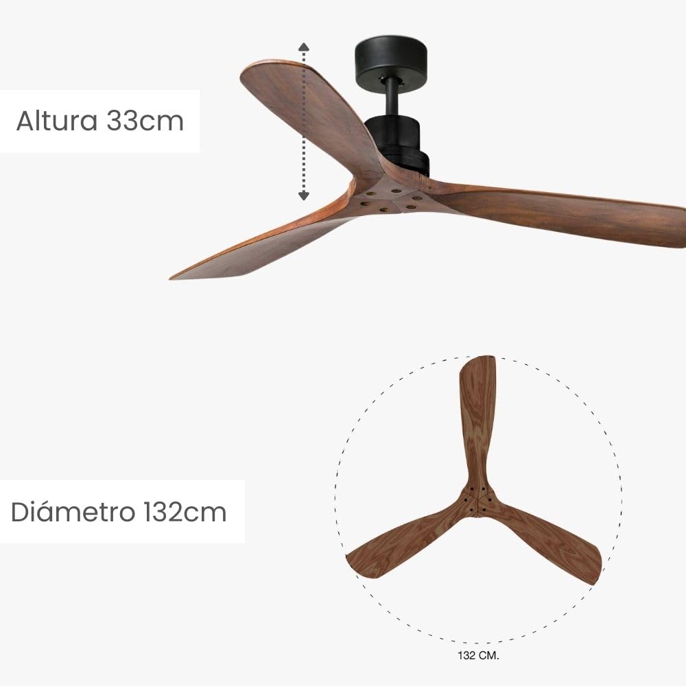 Ventilatore Design Faro Lantau Marrone Legno 33516DC