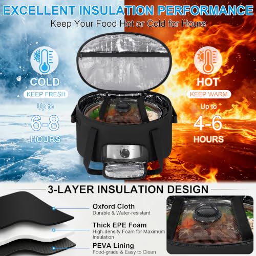 Image of Insulated Slow Cooker Carry Bag for 6-8 Quart CrockPot and Hamilton Beach