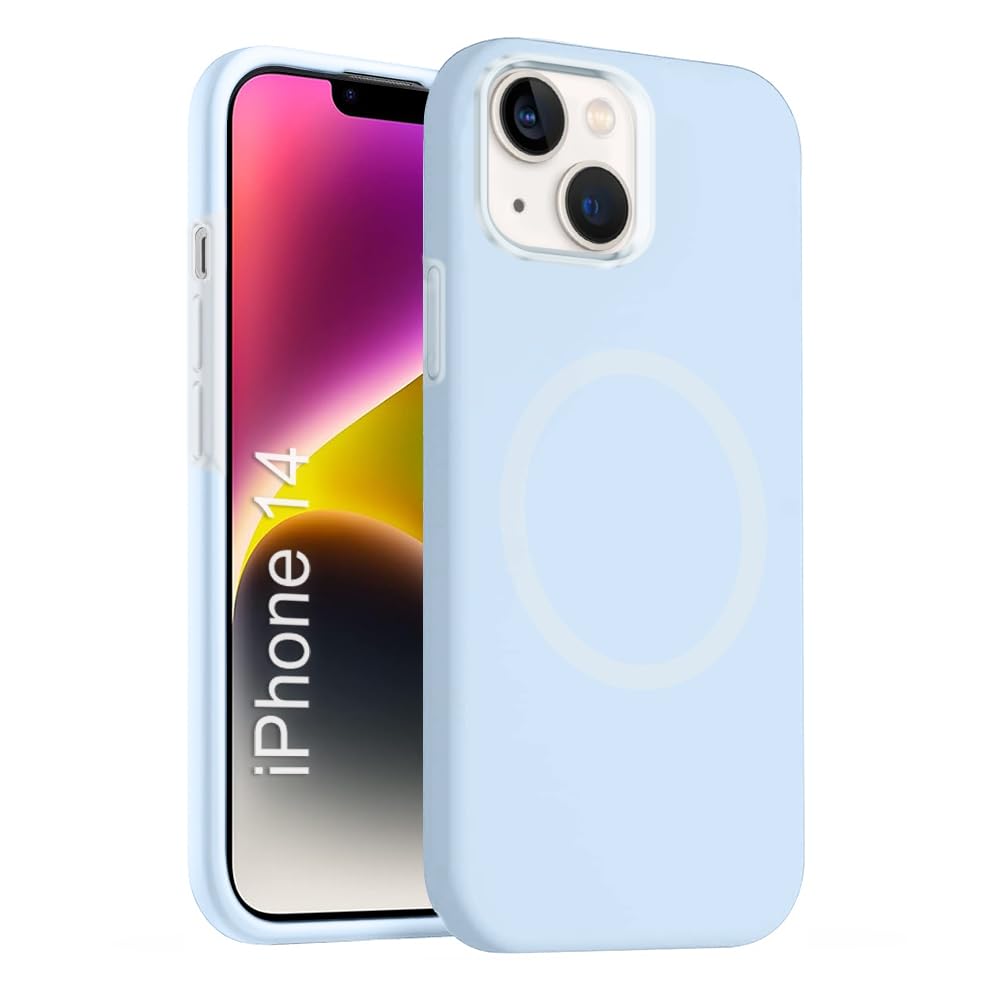iPhone 14 Silicone Magsafe Case | Shock Proof Design & Camera Protection | Premium Rubberised Apple iPhone 14 Cover (Microfiber Lining) | Ultra Smooth Silicone – Sky Blue iPhone 14 Silicone Magsafe Case | Shock Proof Design & Camera Protection | Premium Rubberised Apple iPhone 14 Cover (Microfiber Lining) | Ultra Smooth Silicone – Sky Blue
