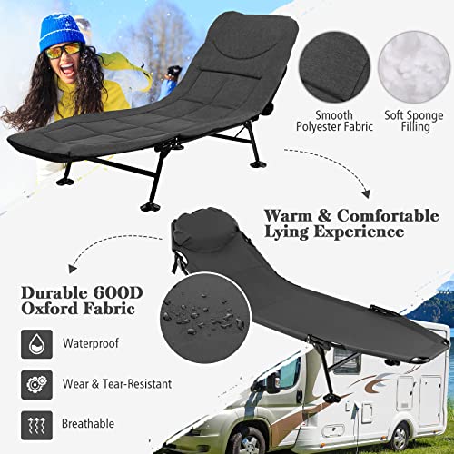 Goplus Camping Cot With Detachable Mattress, Folding Sleeping Cot With 6 Position Adjustable Backrest, Swivel Foot Cover, Portable Lightweight Camping Bed, Recline Lounge Chair For Home Office Adult #TOP3