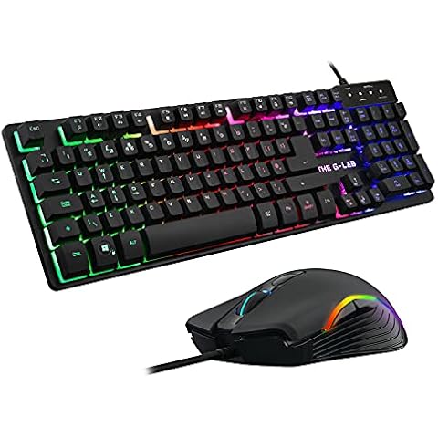 G-LAB Combo KRYPTON - Wired Gaming Keyboard and Mouse Pack Multicolor LED Backlight - Gaming Keyboard USB Anti-Ghosting + 6-Button Gaming Mouse 3200 DPI - Gaming Pack for PC PS4 PS5 Xbox One (Black) Cover