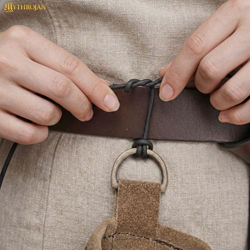 Pochette médiévale en daim véritable avec cordon pour bijoux et pièces