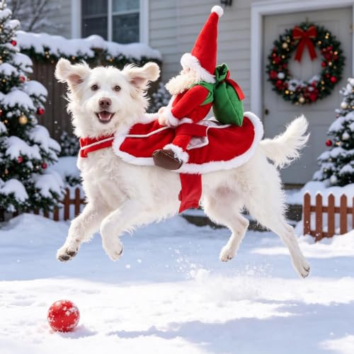 Santa Riding Dog Costume, 3D Santa Dog Costume, Christmas Dog Cat Clothes — photo 3