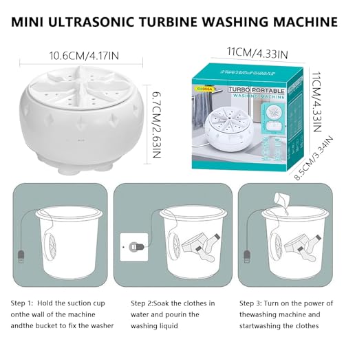 SNZ Portable Washing Machine, Camping Waschmaschine, Ultraschall Turbo Vibrierend Tragbare Waschmaschine, Mini Waschmaschine für Reisen, Camping, Geschäftsreise für Socken, Unterwäsche, Babykleidung