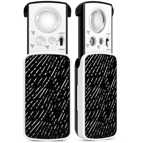 VIVOSUN 2-Pack Jewelry Loupe, Slide-Out Magnifier, 30X/60X/90X LED Lighted Eye Loupe with UV Light for Jewelry, Diamonds, Gems, Coins, Stamps, and Rocks, Black