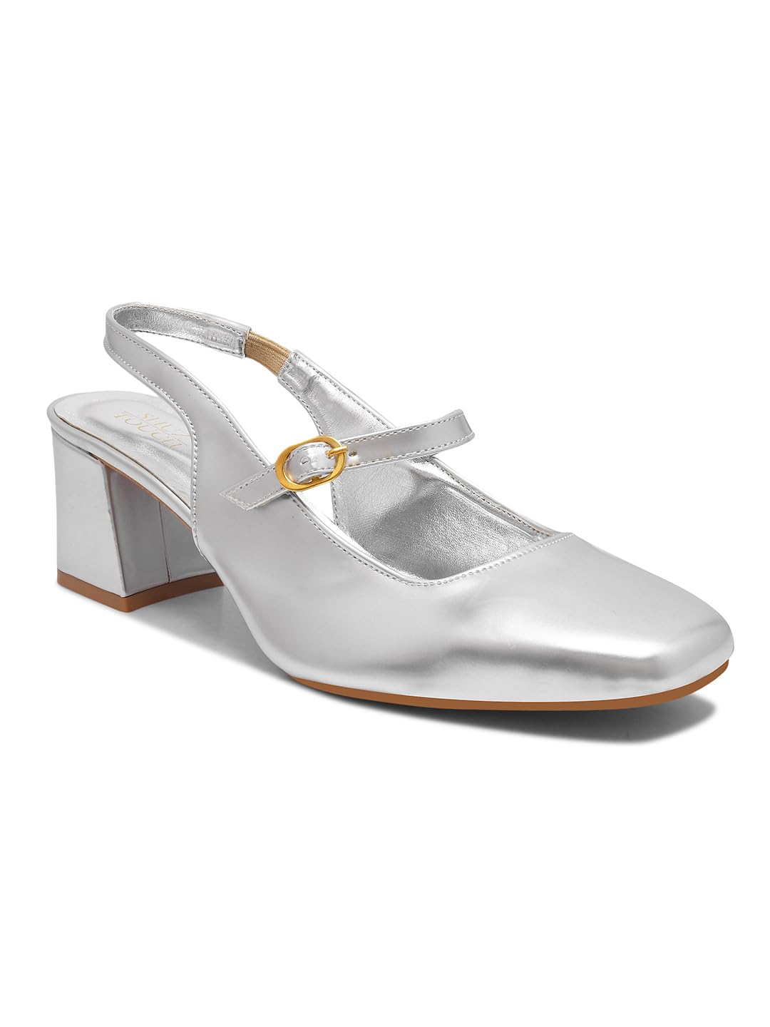 shuz touch Gold Block Heel Mary Jane Heels-picture-10