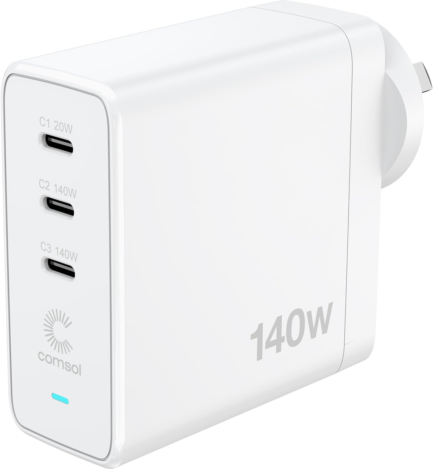 Comsol 140W 3 Port USB-C GaN Laptop Wall Charger : Amazon.com.au ...