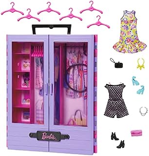 Barbie Fashionistas Ultimate Closet Accessory, Translucent Doors, Storage Spaces, Fold-out Rack, 6 Hangers, Great Gift for 3 Years Old & Up