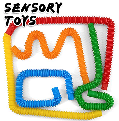 Zayin Mini-Pop-Röhrchen, sensorisches Spielzeug, leuchtendes Pop-Röhrchen, buntes Stretch-Pfeife, pädagogisches Kinderspielzeug, interessantes elastisches sensorisches - (pop Röhrchen*5)