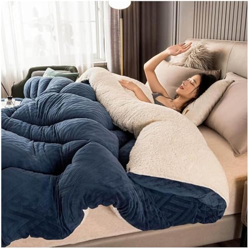 Trapunta Invernale, Addensare La Calda Coperta di Cashmere di Agnello Invernale, Coperta di Lana di Agnello, Coperte Pesanti per Letto Matrimoniale Invernale, Coperta in Pile, D, 220x240cm(5kg)