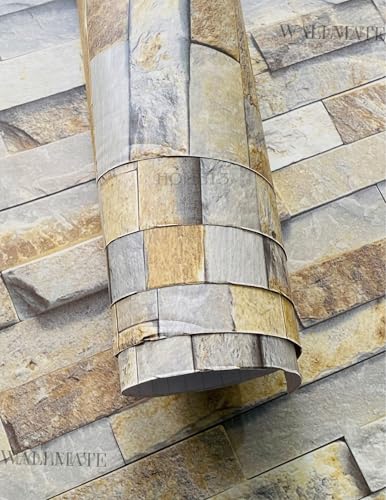 Image of WALLMATE Self Adhesive Wood Grain Wallpaper Vinyl Furniture Sticker Wood Wallpaper Kitchen Wallpaper Wooden Door Desktop Wallpapers (Grey Brick, 16x75 Inch)