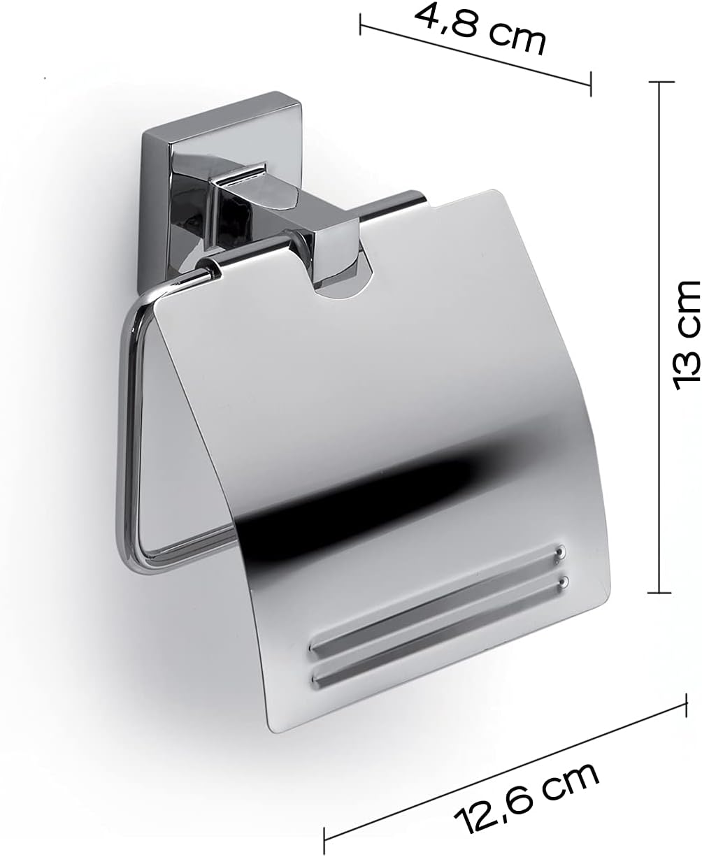 Gedy G-Pukhet Covered Toilet Paper Holder, Chrome Finish, Measures 13 x 12.7 x 4.8 cm and Weight 0.2 kg, Stainless Steel and Cromall Roll Holder, 2 Year Warranty, R&D Design