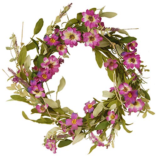 National Tree 20 Inch Floral Wreath with Purple Daisy and Lavender Flowers (GAF30-20WDLP)