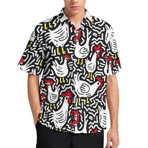 Chemise de plage homme ample coupe confortable anti-transpiring vêtement été motif mignon S