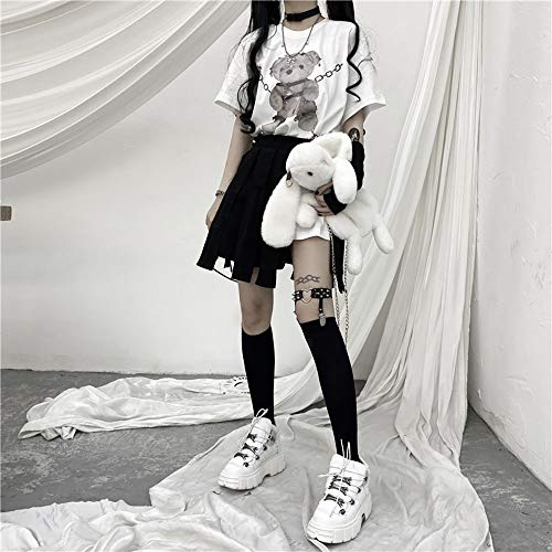 Yemocile ゆったり Tシャツ 病みかわいい 服 原宿系 カットソー クルーネック 半袖 コレクションファッションデザイン