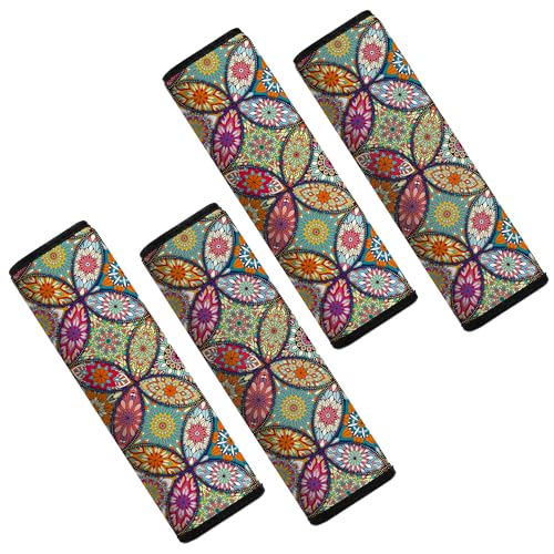 Image of Car Seat Belt Pad Cover, 4-Pack Soft Car Safety Seat Belt Strap Shoulder Pad for Adults and Children, Suitable for Car Seat Belt, Backpack, Shoulder Bag(Pretty Mandala)