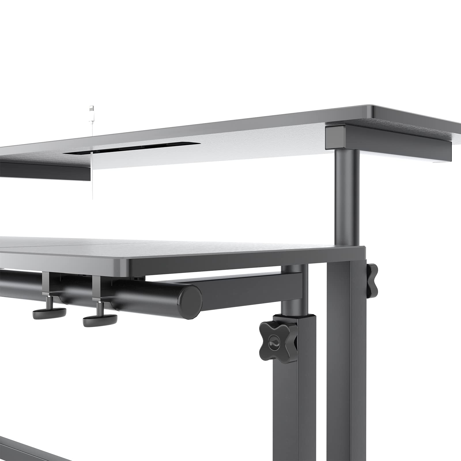 DlandHome Scrivania Sit-Stand Laptop, Laptop Stand Standing Desk Tavolino Caffe per Casa o Studio con 4 Ruote Mobile e Blocco, Scrivania Lavoro per Discorso, Altezza Regolabile 67-115cm,Nero