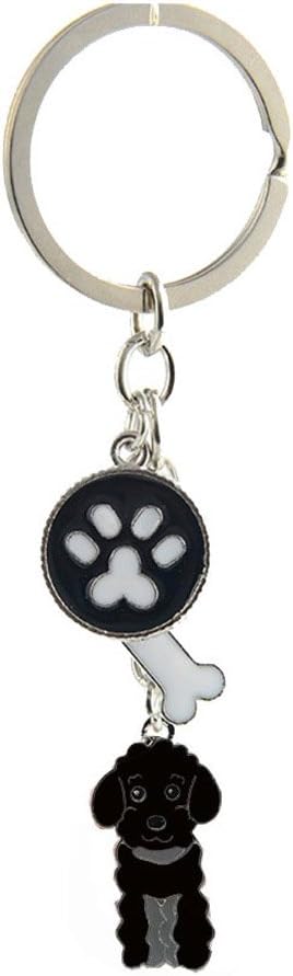 Key-ring Keychain,Cute Metal Small Dog Puppy Keychain Keyring Keyfob Car Bag Charm Dog Tag Chains Birthday (Black Poodle)