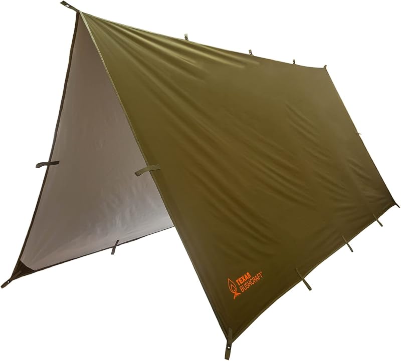 Lona de emergencia para acampar, refugio de emergencia impermeable de 10x10 para mochileros y caminatas, lona de supervivencia de nailon Ripstop 70D con polímero aluminizado reflectante y lazos con ojales