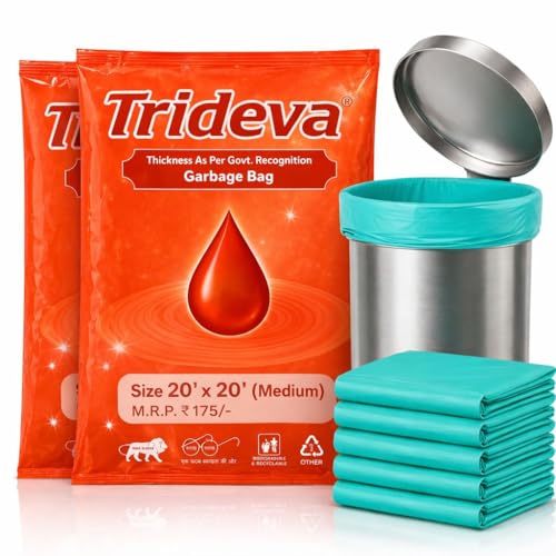 Image of Garbage Bags /Dustbin Bags - 120 Micron Heavy - Duty Trash Bags (20 x 20 Inches) - Medium Leak -Proof Bin Liners for Kitchen, Office & Industrial Use - 500g Pack (Green, Pack of 2) - 24 Bags