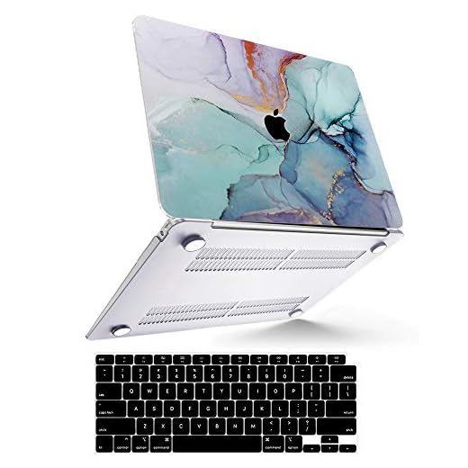 B BELK Funda para MacBook Air 2020 (Modelo: A2337 M1 A2179 A1932), Efecto 3D Funda para MacBook Air de 13,3 Pulgadas 2019 2018 con Touch ID + 2 Cubiertas de Teclado Negras, Mármol Azul