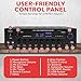 Pyle 400W Stereo Amplifier Receiver - BT Home Audio Amplifier with USB/SD Readers, FM Radio, 3.5mm Aux, Phono, Optical & Coaxial Inputs, LED Display, Mic Inputs, Built-in 2 in 1 HDMI Switch
