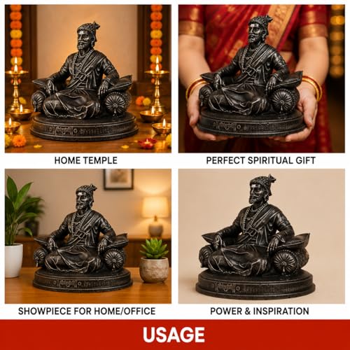Image of KariGhar Resin Shivaji Rajeshahi Fantasy Idol Perfect For Car Dashboard And House Warming Multicolor,6.5 X 8.2 cm
