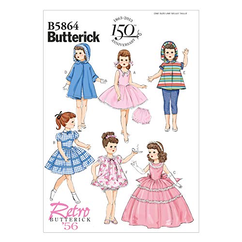 BUTTERICK PATTERNS B5864OSZ B5864 Clothes for Doll Sewing Template, 18-Inch