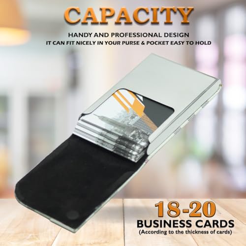 Image of Luxurious Unisex Pocket Card Holder Design 15-20 Business Card and 5-8 Card Debit Credit Ultrathin Stainless Steel 9.5 X 6.5 x 1.2 cm Size RFID Blocking Corporate Gift for Employee (White)