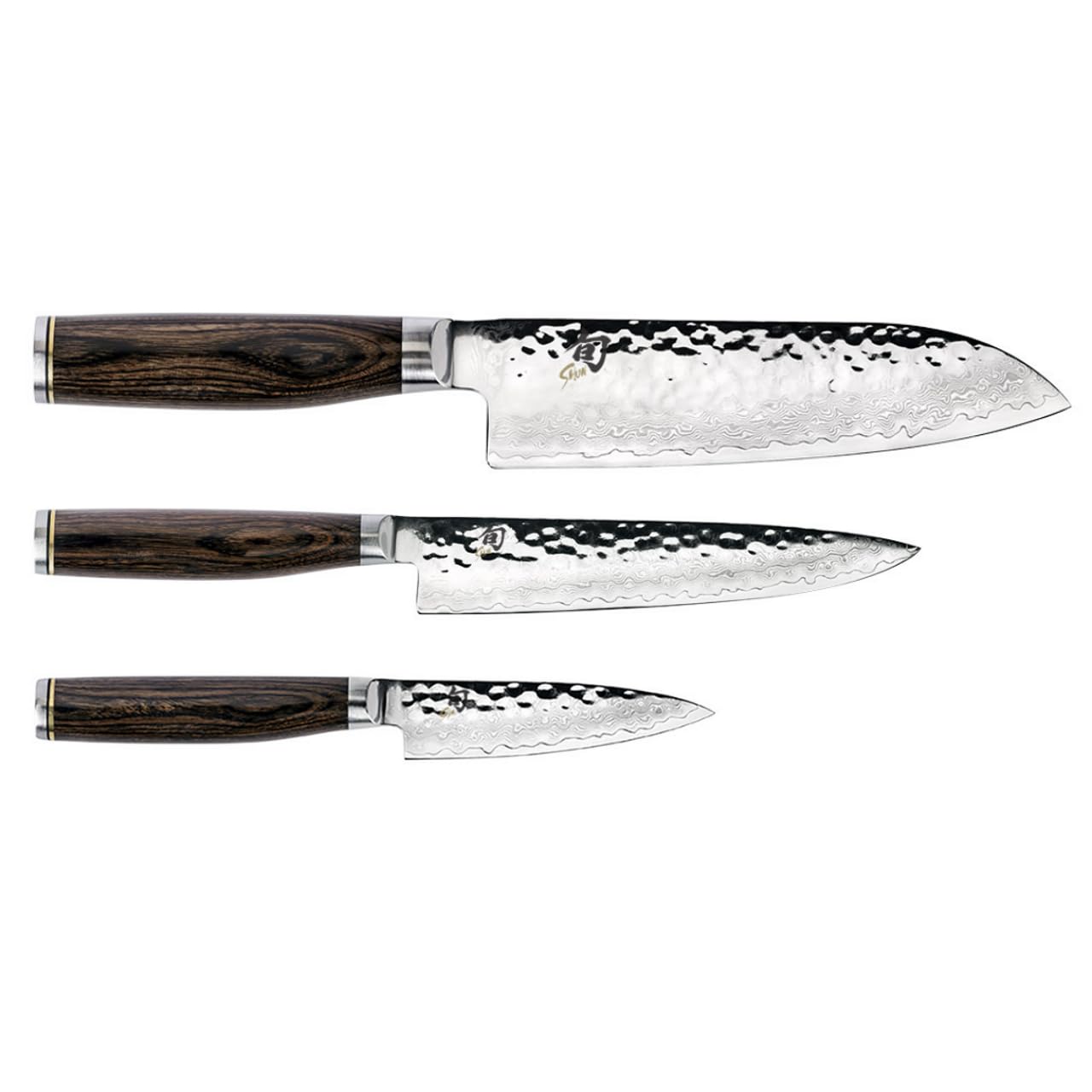 Stainless Steel Premier Japanese 3 Piece Santoku Knife Set, Silver