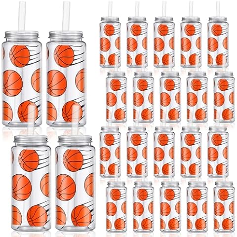 Domensi 24 Pack 14.2 oz Basketball Cups Cover